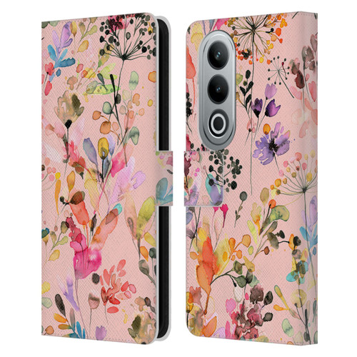 Ninola Flower Patterns Wild Grasses Pink Leather Book Wallet Case Cover For OPPO OnePlus Ace 3V 5G
