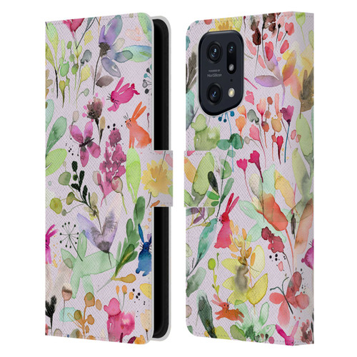 Ninola Flower Patterns Meadow Leather Book Wallet Case Cover For OPPO Find X5 Pro