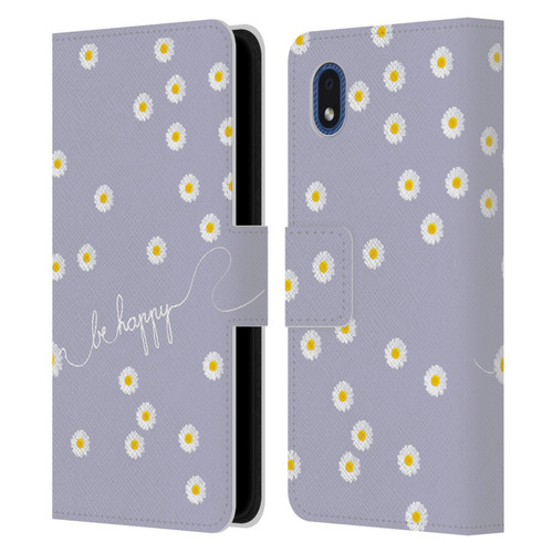 Monika Strigel Happy Daisy Lavender Leather Book Wallet Case Cover For Samsung Galaxy A01 Core (2020)