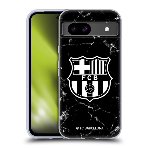 FC Barcelona Crest Patterns Black Marble Soft Gel Case for Google Pixel 8a
