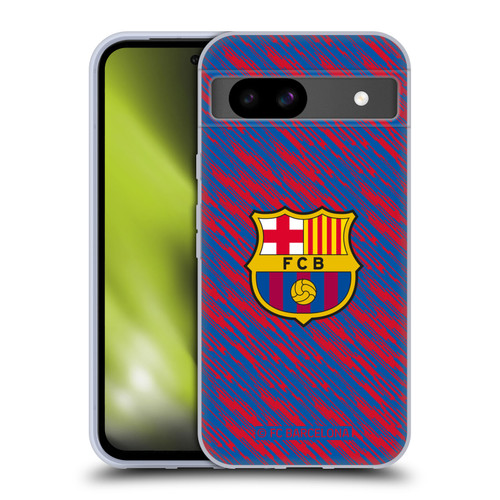 FC Barcelona Crest Patterns Glitch Soft Gel Case for Google Pixel 8a