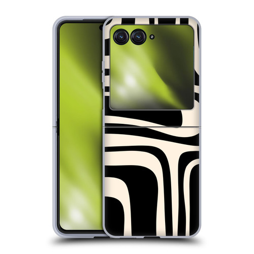 Kierkegaard Design Studio Retro Abstract Patterns Palm Springs Black Cream Soft Gel Case for Motorola Razr 40 Ultra / Razr+ 2023