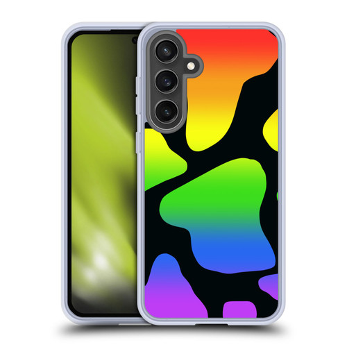 Grace Illustration Cow Prints Rainbow Soft Gel Case for Samsung Galaxy S24 FE