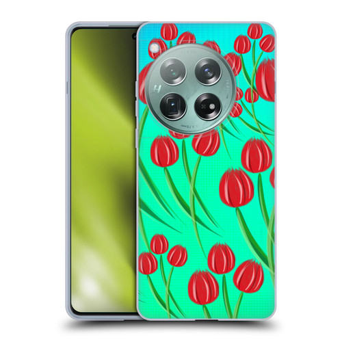 Grace Illustration Lovely Floral Red Tulips Soft Gel Case for OnePlus 12