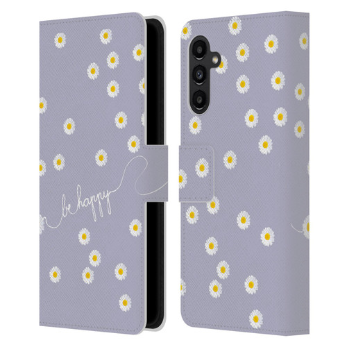 Monika Strigel Happy Daisy Lavender Leather Book Wallet Case Cover For Samsung Galaxy A13 5G (2021)