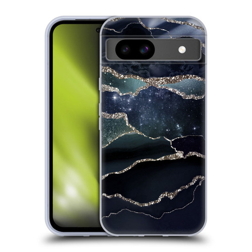 UtArt Dark Night Marble Silver Midnight Sky Soft Gel Case for Google Pixel 8a