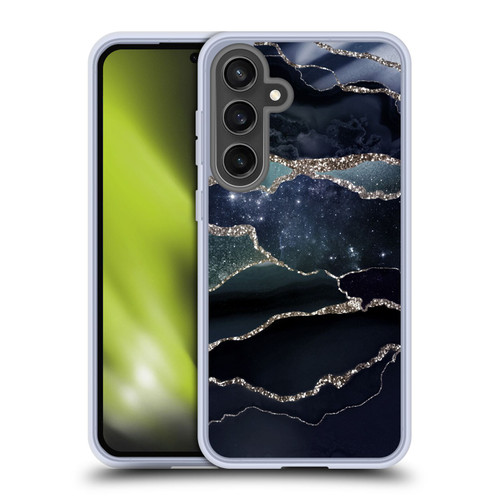 UtArt Dark Night Marble Silver Midnight Sky Soft Gel Case for Samsung Galaxy S24 FE