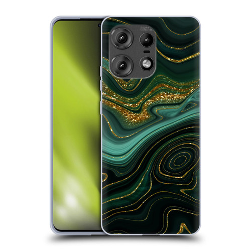 UtArt Malachite Emerald Gilded Teal Soft Gel Case for Motorola Edge 50 Pro