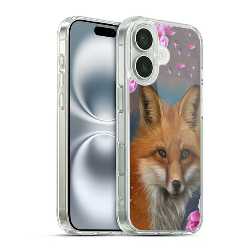 Ash Evans Animals Fox Peonies Soft Gel Case for Apple iPhone 16 & MagSafe
