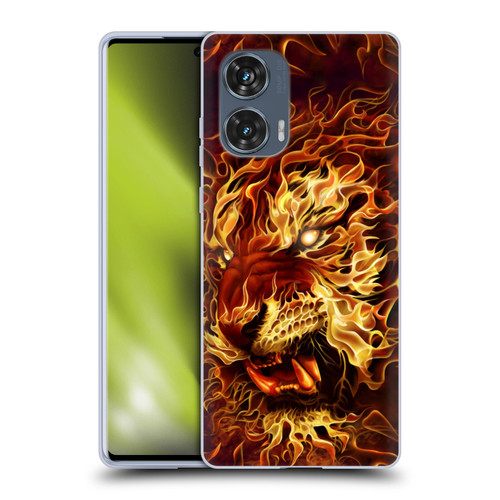 Tom Wood Fire Creatures Tiger Soft Gel Case for Motorola Edge 50 Fusion