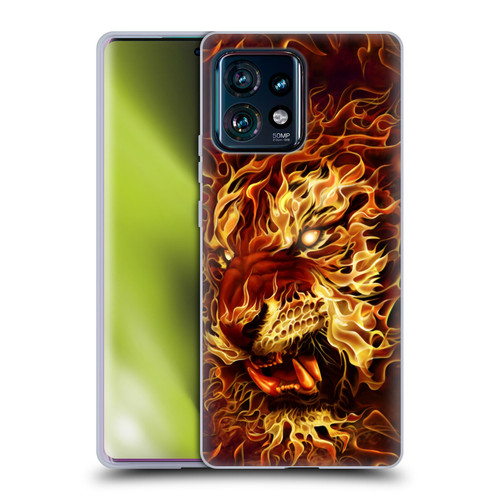 Tom Wood Fire Creatures Tiger Soft Gel Case for Motorola Edge Plus 2023