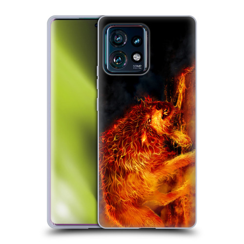 Tom Wood Fire Creatures Wolf Stalker Soft Gel Case for Motorola Edge Plus 2023