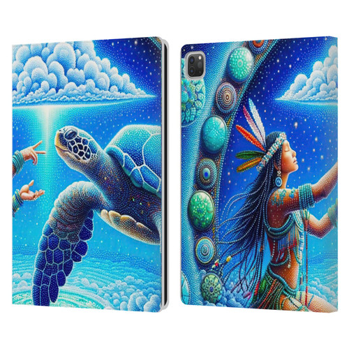 Shambhala Light Visionary Art Celestial Graphics Terrapin Traveler Leather Book Wallet Case Cover For Apple iPad Pro 13 M4 2024