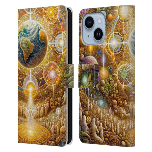 Shambhala Light Visionary Art Celestial Graphics The 9 Realms Leather Book Wallet Case Cover For Apple iPhone 14 Plus