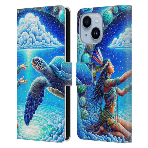 Shambhala Light Visionary Art Celestial Graphics Terrapin Traveler Leather Book Wallet Case Cover For Apple iPhone 14 Plus