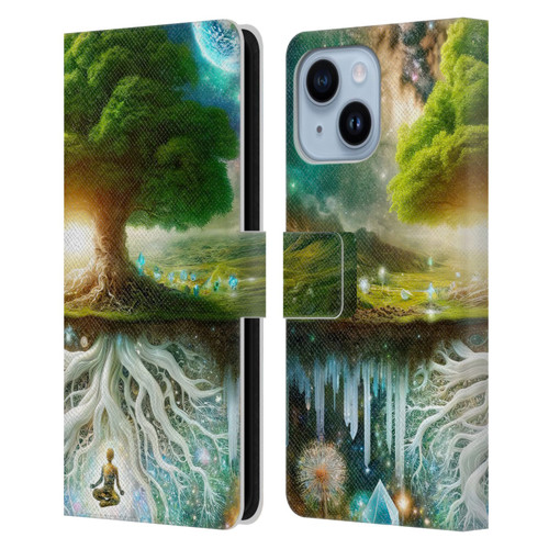 Shambhala Light Visionary Art Celestial Graphics Tree Of Life Leather Book Wallet Case Cover For Apple iPhone 14 Plus