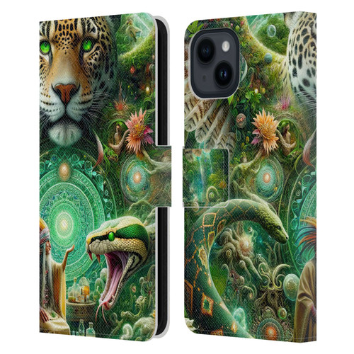 Shambhala Light Visionary Art Celestial Graphics Jungle Life Leather Book Wallet Case Cover For Apple iPhone 15