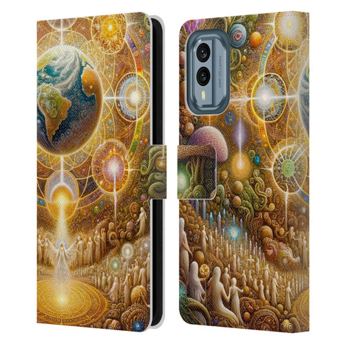 Shambhala Light Visionary Art Celestial Graphics The 9 Realms Leather Book Wallet Case Cover For Nokia X30