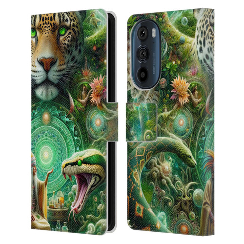 Shambhala Light Visionary Art Celestial Graphics Jungle Life Leather Book Wallet Case Cover For Motorola Edge 30