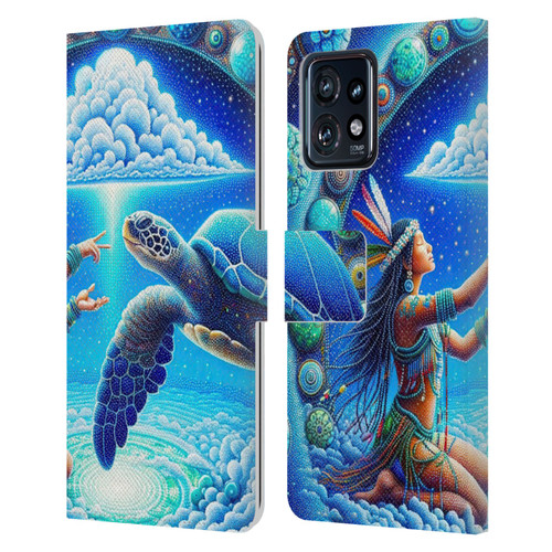 Shambhala Light Visionary Art Celestial Graphics Terrapin Traveler Leather Book Wallet Case Cover For Motorola Moto Edge 40 Pro