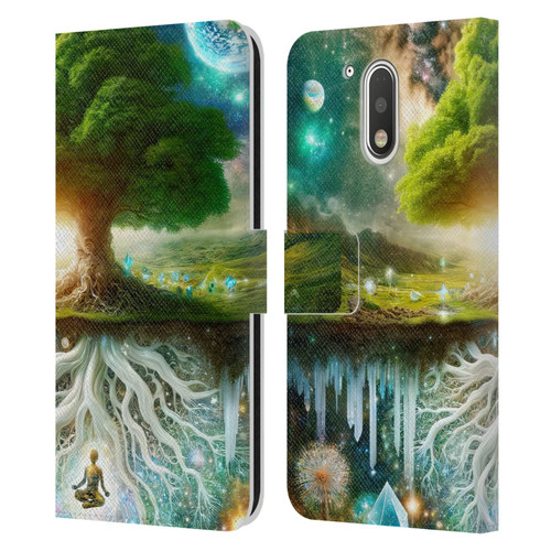 Shambhala Light Visionary Art Celestial Graphics Tree Of Life Leather Book Wallet Case Cover For Motorola Moto G41
