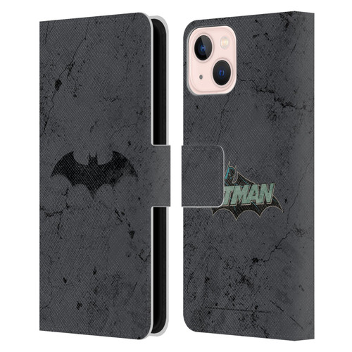 Batman DC Comics Hush Logo Distressed Leather Book Wallet Case Cover For Apple iPhone 13