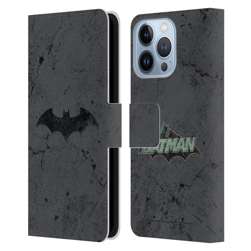 Batman DC Comics Hush Logo Distressed Leather Book Wallet Case Cover For Apple iPhone 13 Pro
