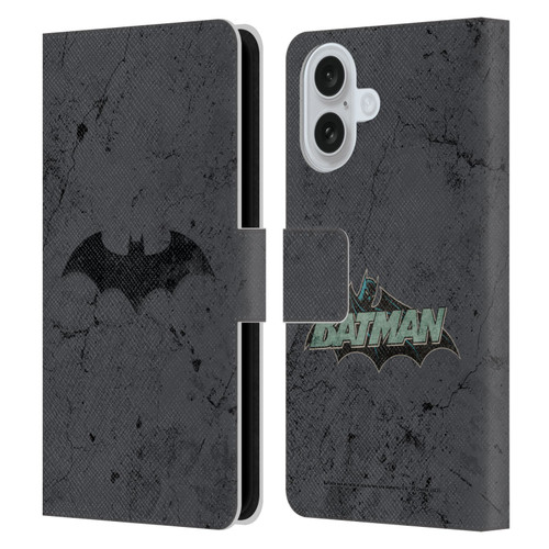 Batman DC Comics Hush Logo Distressed Leather Book Wallet Case Cover For Apple iPhone 16