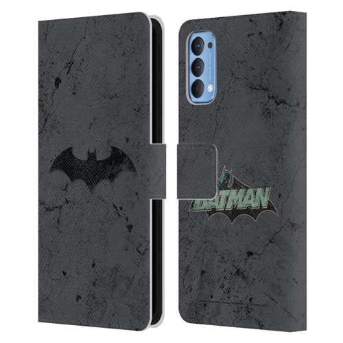 Batman DC Comics Hush Logo Distressed Leather Book Wallet Case Cover For OPPO Reno 4 5G