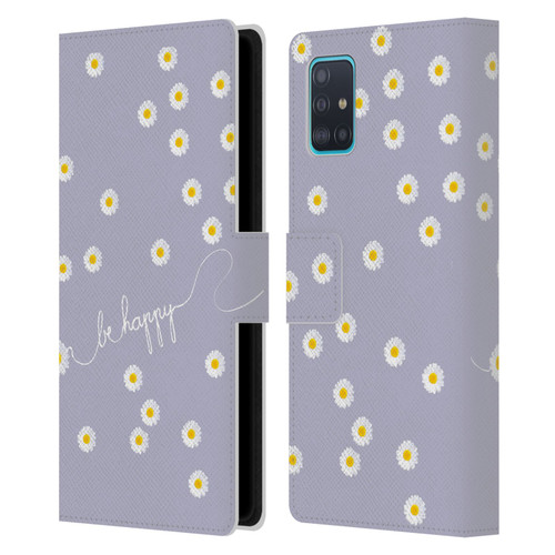 Monika Strigel Happy Daisy Lavender Leather Book Wallet Case Cover For Samsung Galaxy A51 (2019)