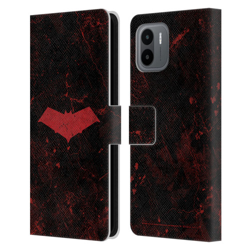 Batman DC Comics Red Hood Logo Grunge Leather Book Wallet Case Cover For Xiaomi Redmi A2