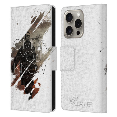 Liam Gallagher Graphics C'mon You Know Leather Book Wallet Case Cover For Apple iPhone 16 Pro