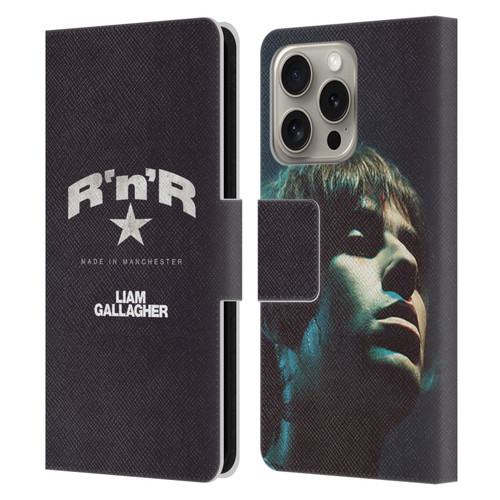 Liam Gallagher Graphics R 'N' R Star Leather Book Wallet Case Cover For Apple iPhone 16 Pro