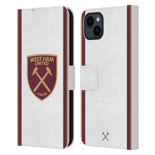 West Ham United FC 2024/25 Crest Kit Third Leather Book Wallet Case Cover For Apple iPhone 15 Plus