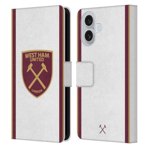 West Ham United FC 2024/25 Crest Kit Third Leather Book Wallet Case Cover For Apple iPhone 16