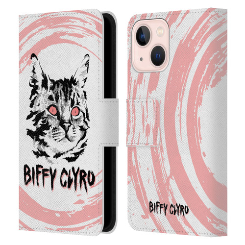Biffy Clyro Graphics Cat Leather Book Wallet Case Cover For Apple iPhone 13 Mini