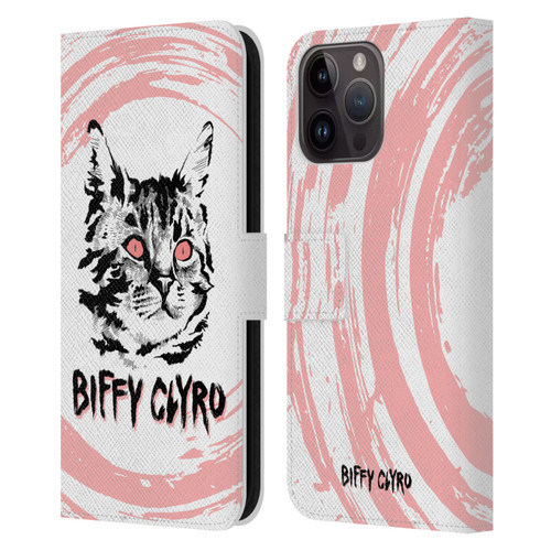 Biffy Clyro Graphics Cat Leather Book Wallet Case Cover For Apple iPhone 15 Pro Max