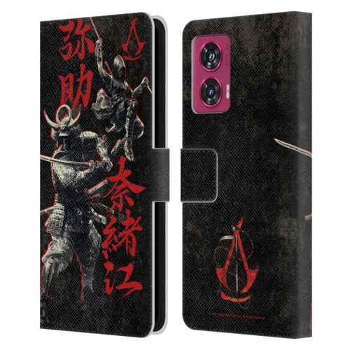 Assassin's Creed Shadows Graphics Yasuke Naoe Kanji Leather Book Wallet Case Cover For Motorola Edge 50 Fusion