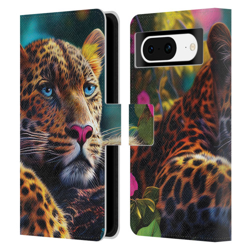 Michael David Ward Animals Reclining Leopard Leather Book Wallet Case Cover For Google Pixel 8