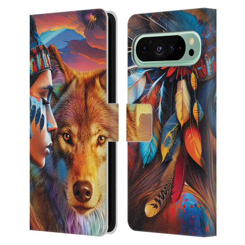 Michael David Ward Animals Wolf Leather Book Wallet Case Cover For Google Pixel 9 Pro XL