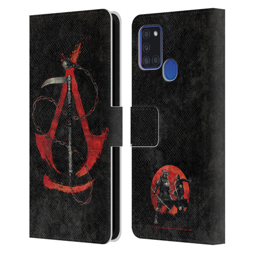 Assassin's Creed Shadows Graphics Kusarigama Leather Book Wallet Case Cover For Samsung Galaxy A21s (2020)