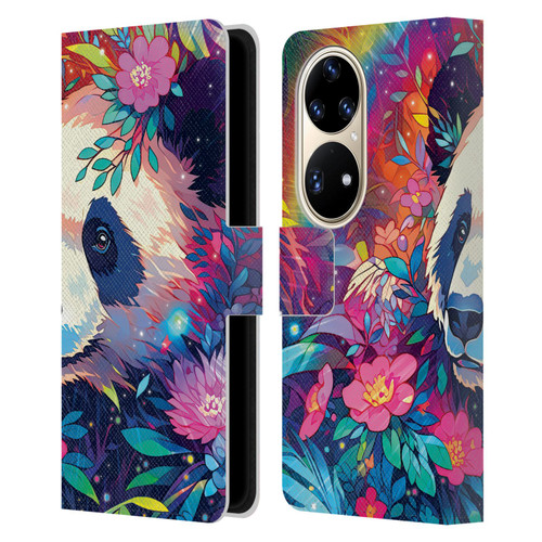 Michael David Ward Animals Panda Leather Book Wallet Case Cover For Huawei P50 Pro