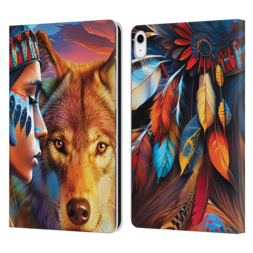 Michael David Ward Animals Wolf Leather Book Wallet Case Cover For Apple iPad 10.9 (2022)
