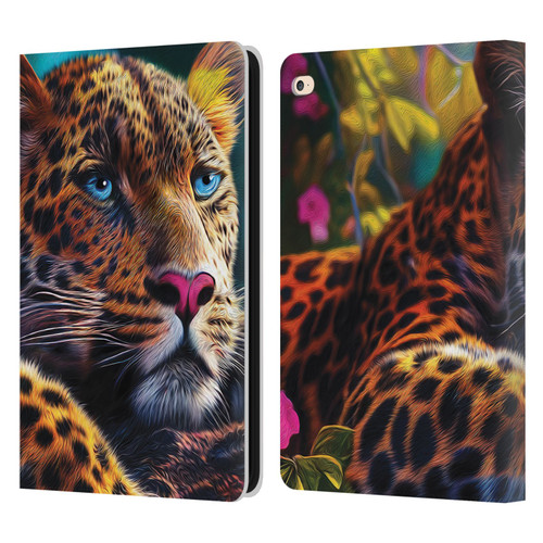 Michael David Ward Animals Reclining Leopard Leather Book Wallet Case Cover For Apple iPad Air 2 (2014)