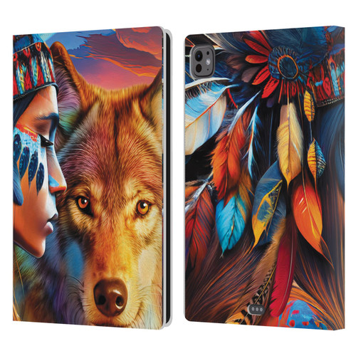 Michael David Ward Animals Wolf Leather Book Wallet Case Cover For Apple iPad Pro 11 M4 2024