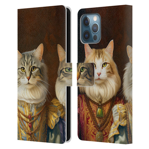 Michael David Ward Animals Fancy Cats Leather Book Wallet Case Cover For Apple iPhone 12 Pro Max