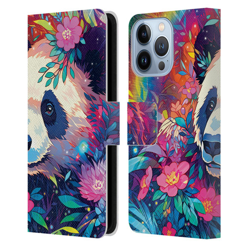 Michael David Ward Animals Panda Leather Book Wallet Case Cover For Apple iPhone 13 Pro