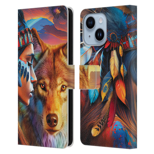 Michael David Ward Animals Wolf Leather Book Wallet Case Cover For Apple iPhone 14 Plus