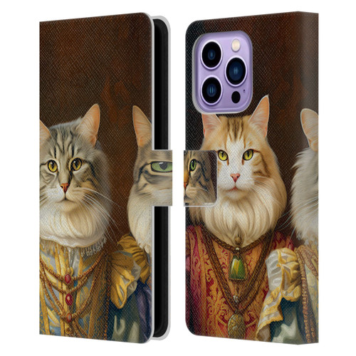 Michael David Ward Animals Fancy Cats Leather Book Wallet Case Cover For Apple iPhone 14 Pro Max