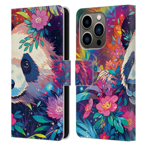 Michael David Ward Animals Panda Leather Book Wallet Case Cover For Apple iPhone 14 Pro